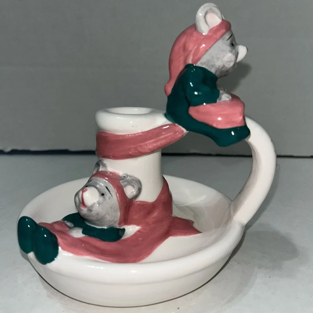 Applause A‎ Pair of Mice Ceramic Candlestick